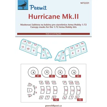Plastikový model Peewit 1/72 Canopy mask Hurricane Mk.II (ARMA HOBBY)