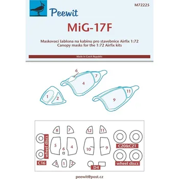 Plastikový model Peewit 1/72 Canopy mask MiG-17F (AIRFIX)
