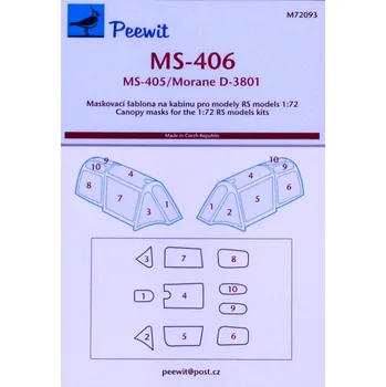 Plastikový model Peewit 1/72 Canopy mask MS-406/Morane D-3801 (RS)