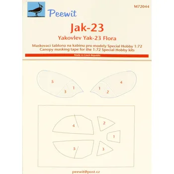 Plastikový model Peewit 1/72 Canopy mask Yak-23 Flora (SP.HOBBY)