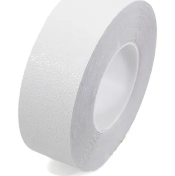 Výstražná páska Bílá plastová voděodolná protiskluzová páska FLOMA Aqua-Safe - délka 18,3 m, šířka 5 cm, tloušťka 0,7 mm