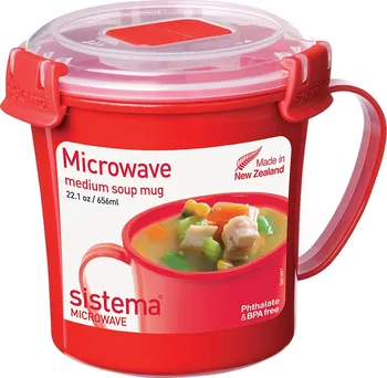 Nádobí do mikrovlnné trouby Sistema Microwave Hrnek na polévku 656 ml červený