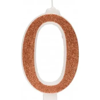 Dortová svíčka Svíčka na dort 12cm třpytivá zlatá číslo 0 - Dekora