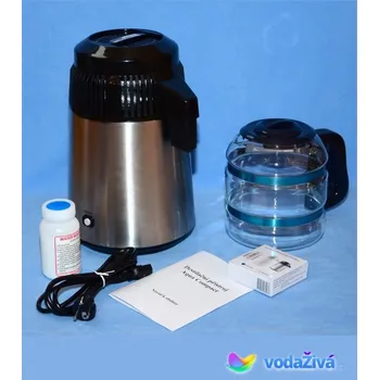 vodní filtr AQUA Destiller 2 - barva chrom v kombinaci s černou + skleněná nádoba - destilační přístroj + eBook Zdraví a voda (490Kč) + CD Relax (259Kč), + doprava ZDARMA