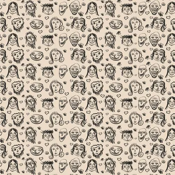 Balící papír Balicí papír - obličeje, recyklovaný papír, rozměr 88 x 135 cm