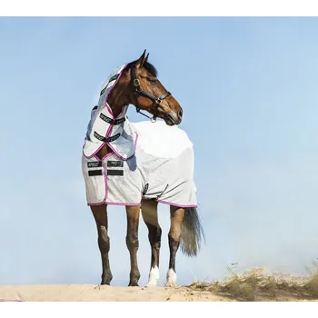 Deka pro koně Deka proti hmyzu Amigo Airflow, s krkem, green/purple/mint Délka zad: 140 cm