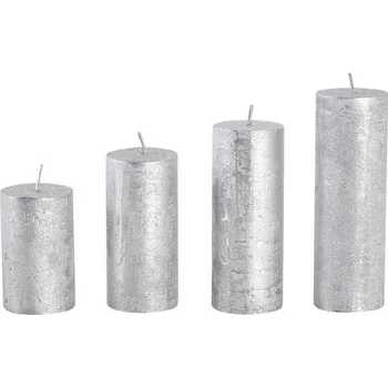 Provence Rustikální adventní svíčky 4 ks, stříbrné