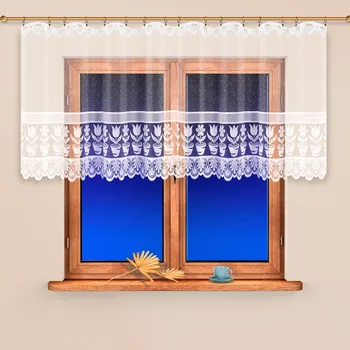 Záclona Vitrážová záclona Kytice bez obšití 90 bílá 90 x 150 cm