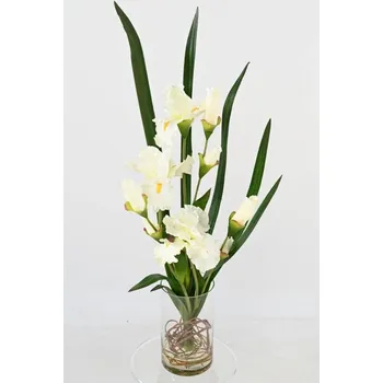 umělá květina Kompozice umělý IRIS bílý, 80cm (Luxusní umělá květina)