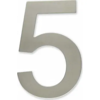 Domovní cedule Číslice "5" fasádní 100mm samolepící NEREZ ( Číslice "5" fasádní 100mm samolepící NEREZ)