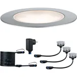 Paulmann 93692 Plug&Shine Floor Eco, základní set zápustných svítidel do terasy 3x1W LED 3000K stmívatelné, stříbrná, IP65