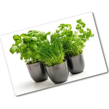 Kuchyňské prkénko Kuchyňská deska velká skleněná Bylinky v květináči