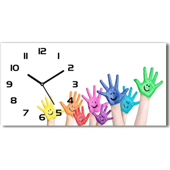 Hodiny Skleněné hodiny na stěnu Pomalované dlaně