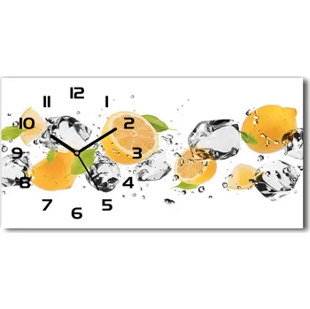 Hodiny Skleněné hodiny na stěnu tiché Citron a voda