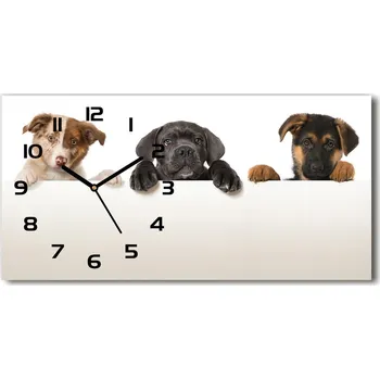 Hodiny Skleněné hodiny na stěnu Tři štěňátka