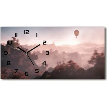 Hodiny Skleněné hodiny na stěnu Balon nad lesem