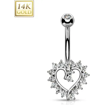 Piercing Šperky4U Zlatý piercing do pupíku - srdce, Au 585/1000 - ZL01219-WG