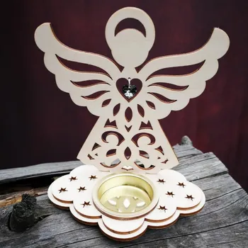 Vánoční dekorace Svícen – Anděl se srdíčkem (Swarovski) – Silver Night