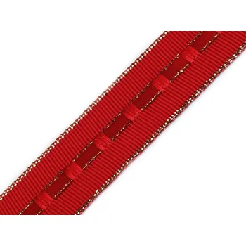 Stuha a.s. Řasicí rypsová stuha s lurexem červená, šíře 23 mm