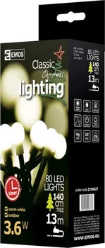 Vánoční osvětlení EMOS ZY0902T řetěz 80 LED teplá bílá