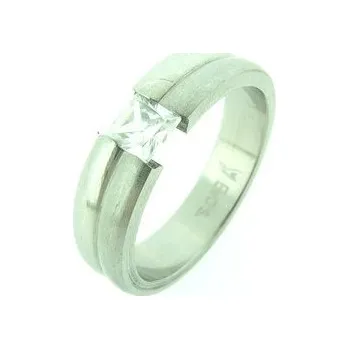 Prsten Prstýnek ocel zasazený zirkon 56