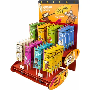 Dárkový potravinový koš Zotter Stojan na čokoládová lízátka Zotter, 8 druhů