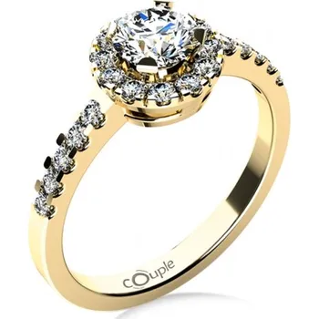 Prsten Couple, Výrazný zásnubní prsten Bella ve žlutém zlatě se zirkony, vel. 52, prům. 16.6 mm, 585-68-1-4021.0Z00.0.52.001