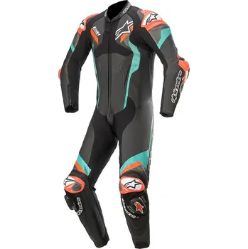 Moto kombinéza ALPINESTARS kombinéza ATEM V4 1-dílná black petrol/fluo red - 60