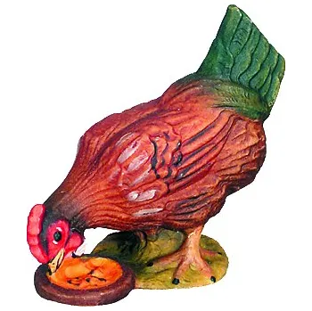 Vánoce Ornatis Slepice s krmením Provedení: Přírodní bez malování, Velikost stojících figur dospělých postav: 8 cm Dřevěná vyřezávaná socha Slepice s krmením