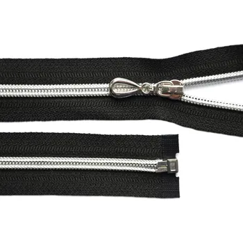 Zip Spirálový zip se stříbrnými zoubky No 5 délka 90 cm, barva Černý