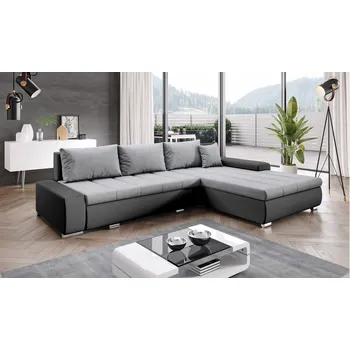 Sedací souprava Rozkládací rohová sedačka TOSCANIA šedá / černá