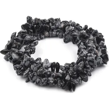 Drahý kámen Minerální zlomky Obsidián vločkový na silonu, barva obsidián vločkový