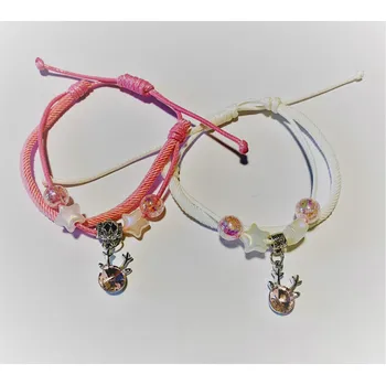 Souprava šperků Náramek přátelství provázkový dětský s korálky 2 kusy (universální velikost sada 2 ks)
