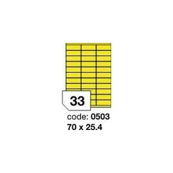Samolepící etiketa Žluté fluo etikety Rayfilm R0131.0503F, 70x25,4 mm, 1.000 listů A4, 33000 etiket