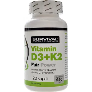 Survival Vitamín D3+K2 Fair Power 120 cps.