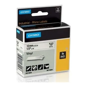 Pásek do tiskárny Dymo, originální páska do tiskárny štítků, 18444, S0718600, černý tisk/bílý podklad, 5.5m, 12mm, RHINO vinylová profi D1