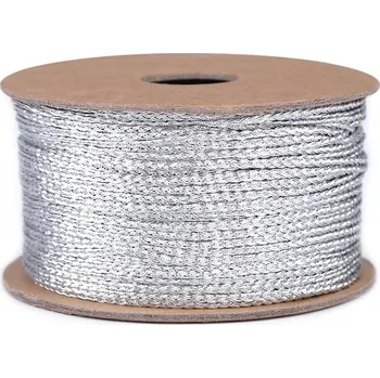 Příze Lurexová šňůrka plochá / provázek šíře 1,2 mm vánoční, barva 1 stříbrná