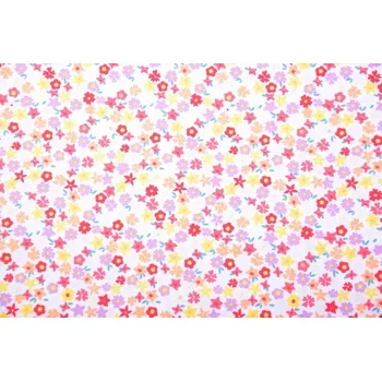 Popelín v bílé barvě s drobným květinovým potiskem KC0387-150