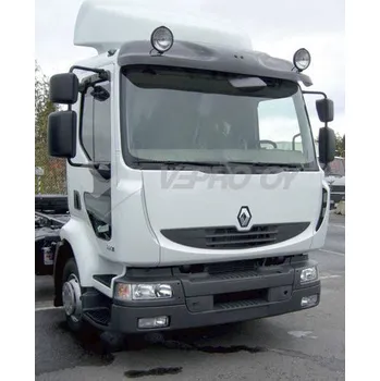 Plexi ofuk oken Sluneční clona Renault Midlum, Volvo FL 2007- s přením zrcátkem!!! art. 5180AB/komplet (kompletní clona - akrylová část s montážní sestavou, Standard roof with front view mirror)