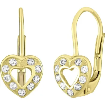Náušnice Zlaté náušnice srdíčka se Swarovski® Zirconia SILVEGOG70312sw