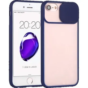 Pouzdro na mobilní telefon Poloprůhledný kryt s posuvnou krytkou čočky fotoaparátu pro iPhone 6 - modrý
