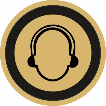 Speciální papír Používej ochranu sluchu - zlatá mat samolepící vinylová fólie 90x90 mm