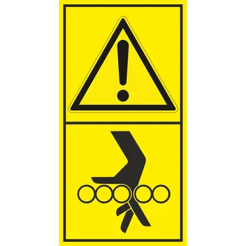 Výstraha - Nebezpečí vtáhnutí ruky mezi válečky samolepící vinylová fólie 168 x 88 mm
