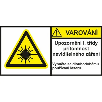 Značení Varování - Laser, upozornění první třídy samolepící vinylová fólie 35x70 mm