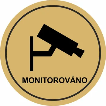 Samolepící etiketa Monitorováno - zlatá mat samolepící vinylová fólie 90x90 mm