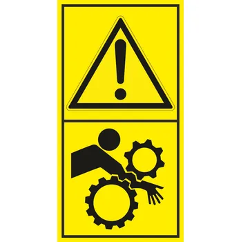 Výstraha - Nebezpečí vtáhnutí ruky do stroje samolepící vinylová fólie 85 x 45 mm