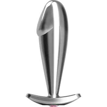 Anální kolík ELEGANTNÍ DILDO VE TVARU PENISU Z NEREZOVÉ OCELI S OZDOBNÝM KAMÍNKEM -