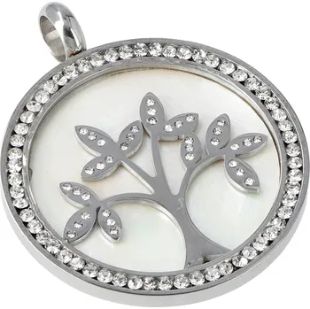 Přívěsek Dámský přívěsek Tree of life and happiness na náhrdelník z chirurgické oceli, stříbrný