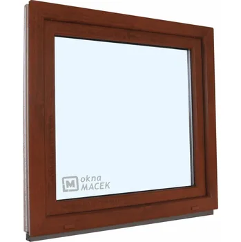 Okno Plastové okno - KNIPPING 70 AD, 1200x1200 mm, OS, ořech Otevírání: levé (OSl), Sklo: čiré, Barva, imitace: ořech/bílá (jednostranně) + příslušenství a montážní materiál zdarma