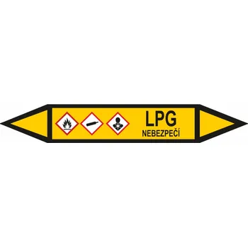 Oboustranná šipka GHS - LPG Samolepka PVC 2: 472 x 74 mm